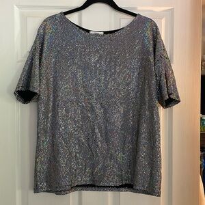 Iridescent glitter top